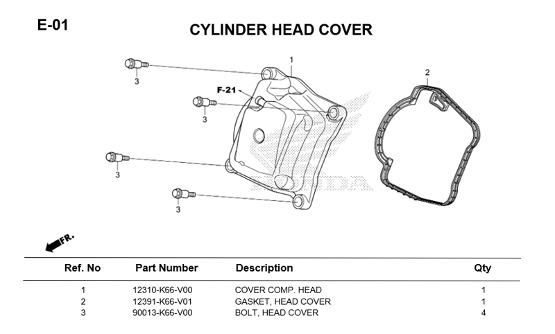 E-01/ CYLINDER HEAD COVER LEAD125 2021