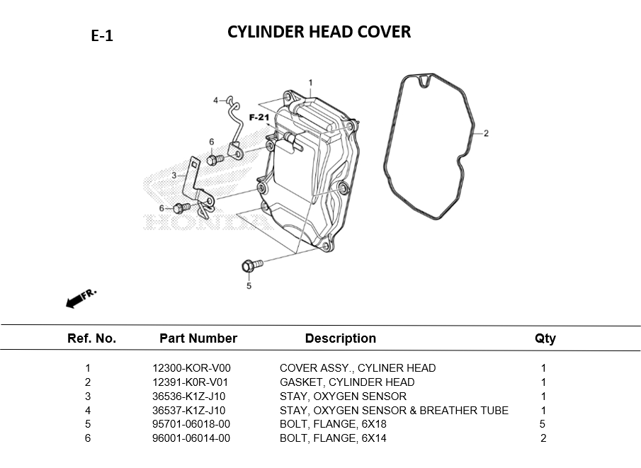 E-01-CYLINDER HEAD COVER FOR HONDA PCX125 PARTS