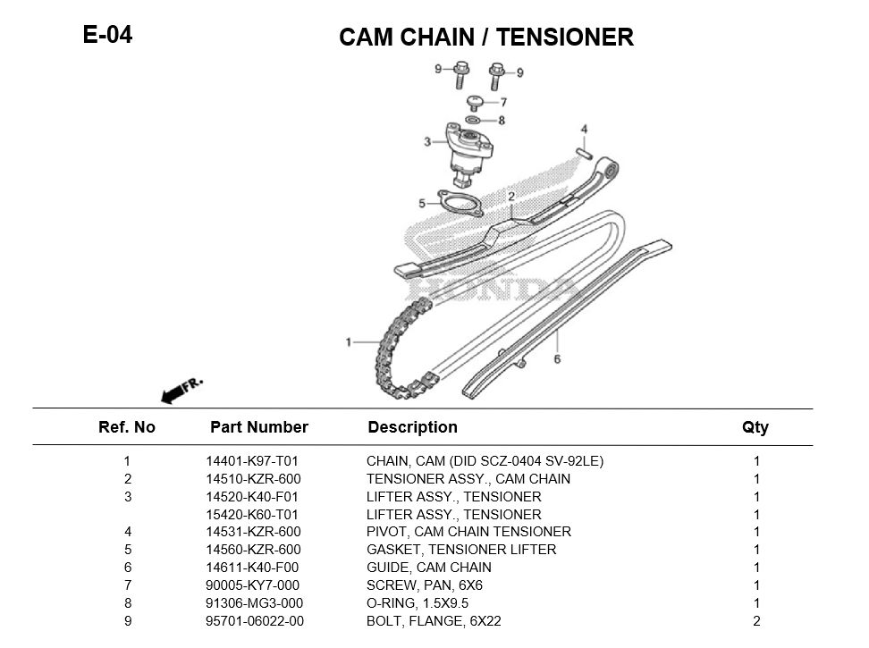 E-04-CAM CHAIN / TENSIONER CLICK150i 2019