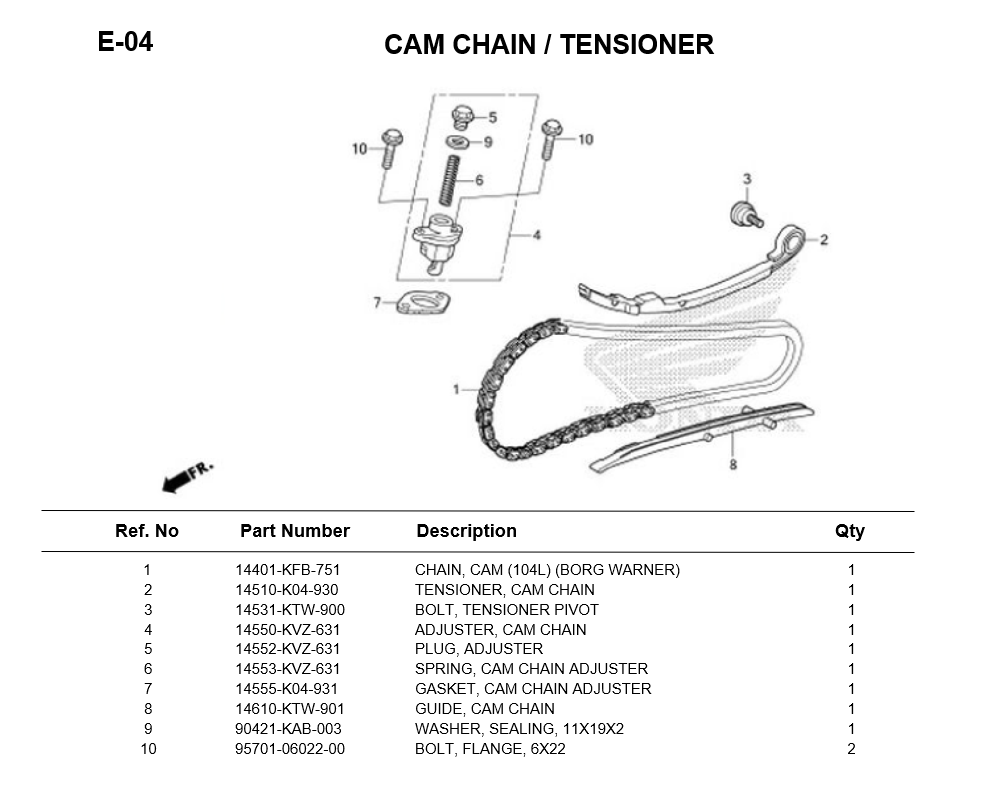 E-04-CAM CHAIN / TENSIONER FORZA300 2013