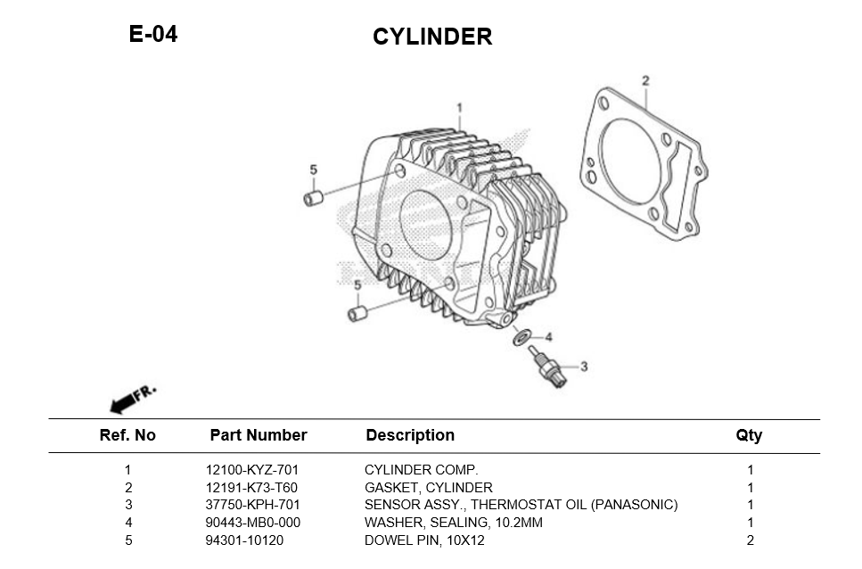 E-04-CYLINDER FOR HONDA WAVE125i 2017 PARTS