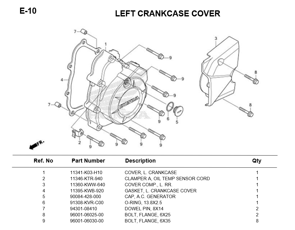 E-10/ LEFT CRANKCASE COVER WAVE110i 2017