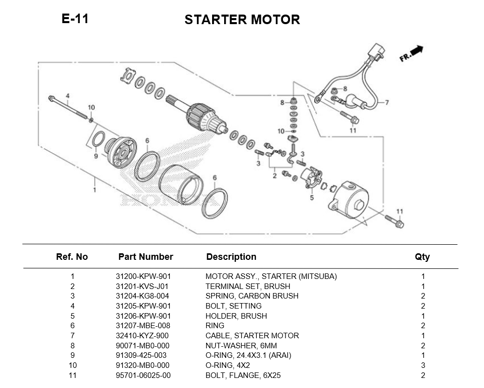 E-11-STARTER MOTOR FOR HONDA WAVE125i 2017 PARTS