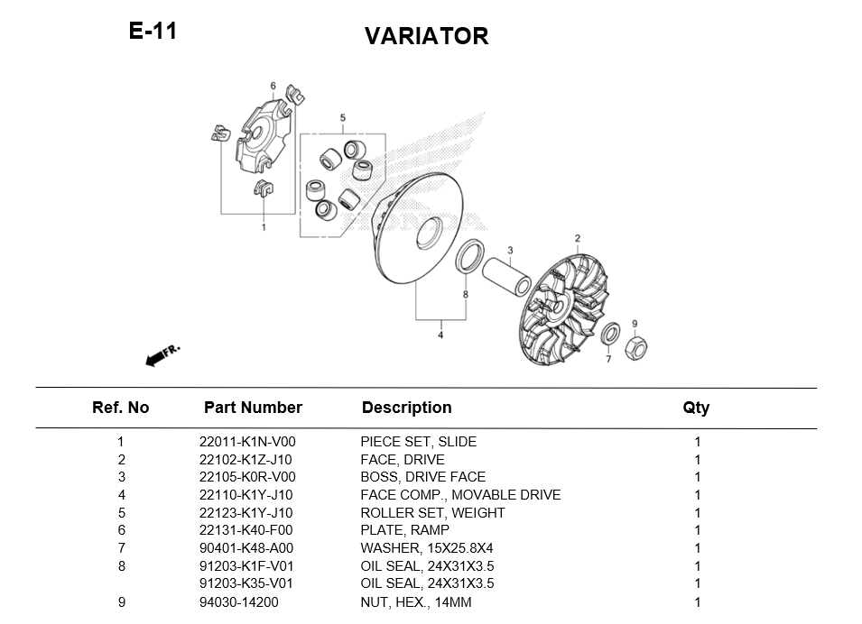 E-11-VARIATOR FOR HONDA PCX125 (2021- _) PARTS