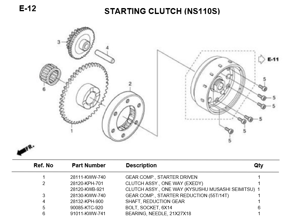 E-12-STARTING-CLUTCH-(NS110S)-WAVE110i-2011