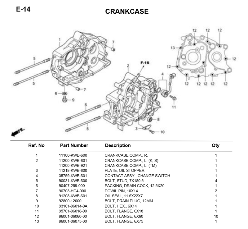 - E-14/ CRANKCASE (WAVE110i)