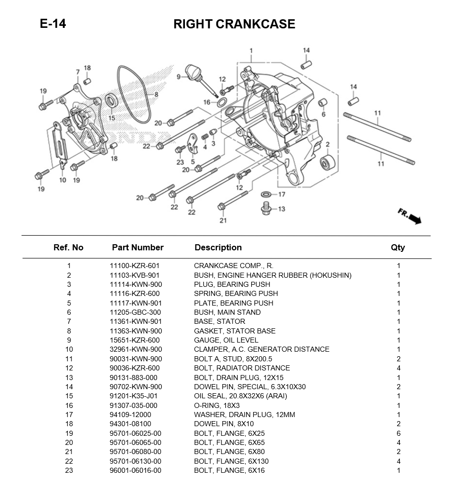 E-14/RIGHT CRANKCASE CLICK125 2022
