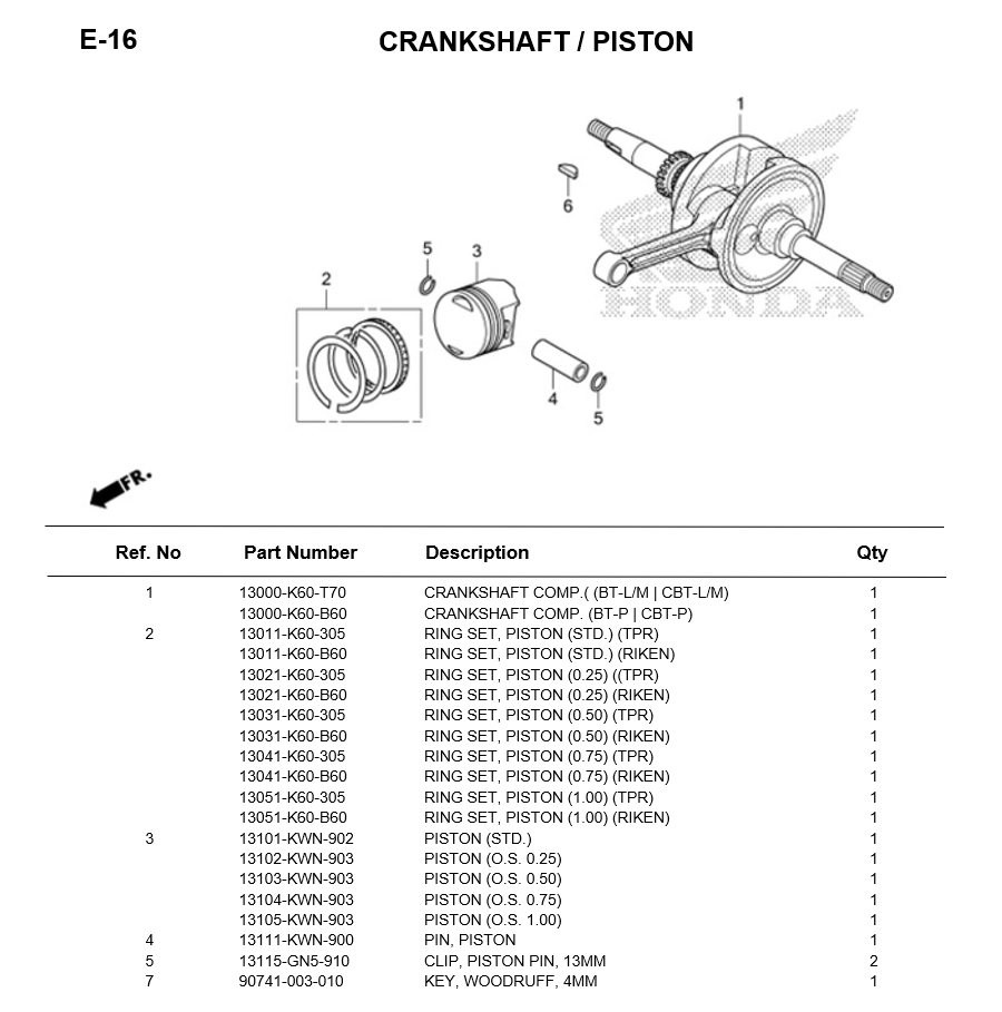 E-16/CRANKSHAFT / PISTON CLICK125 2022
