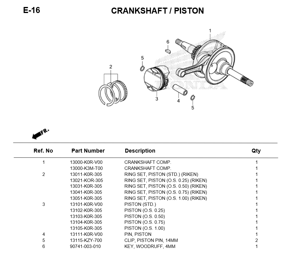 -E-16/ CRANKSHAFT / PISTON LEAD125 2025