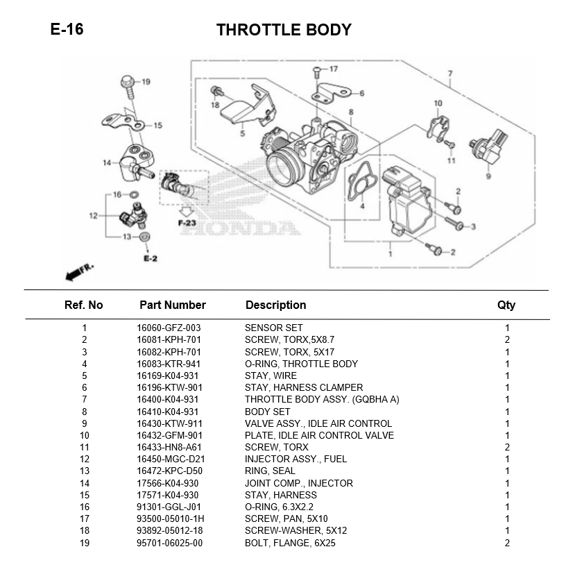 E-16-THROTTLE BODY FORZA300 2013