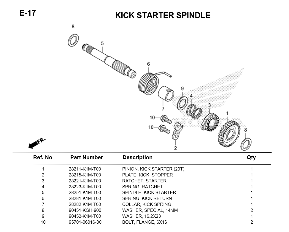 E-17/ KICK STARTER SPINDLE WAVE110i 2021