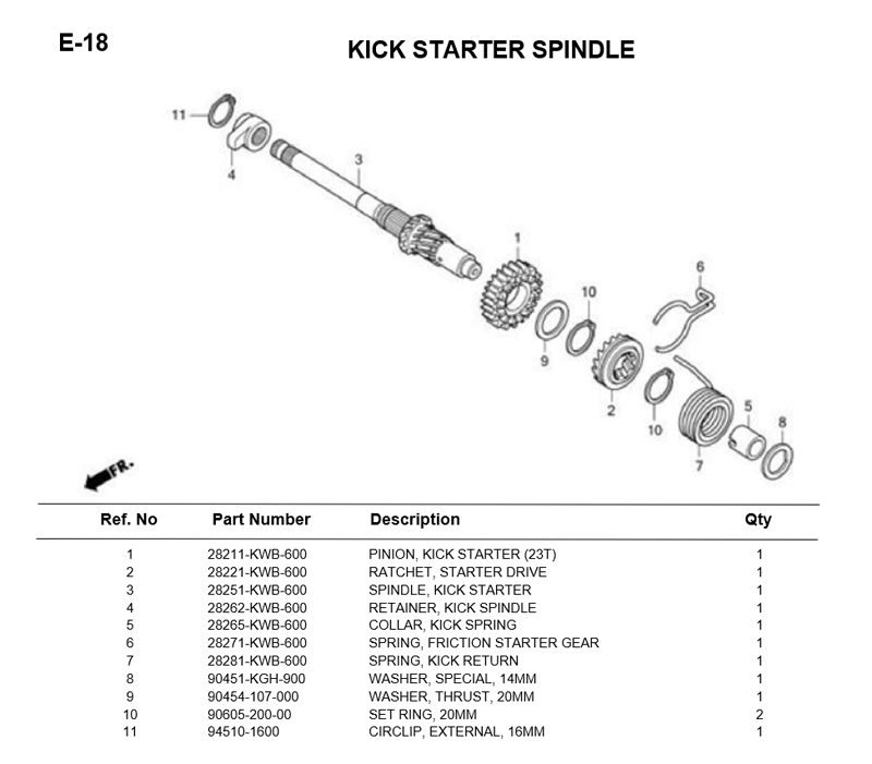 - E-18/ KICK STARTER SPINDLE (WAVE110i)