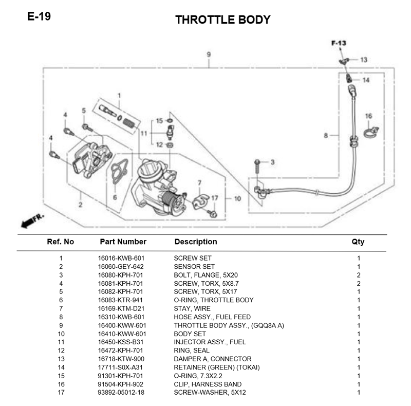 - E-19/ THROTTLE BODY (WAVE110i)