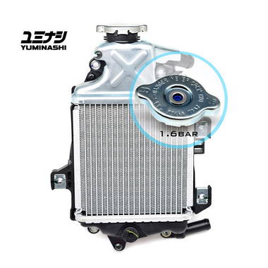 YUMINASHI RADIATOR SET WITH 1.6 BAR RADIATOR CAP (19100-K40-160)
(FORZA125 / VARIO 125 eSP / CLICK125i LED / VARIO 150 eSP)