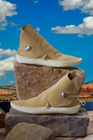 One-Button Style moccasin in our sand color. 