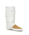 3/4 inner angle on our traditional white deerskin wrap & a sand suede toe. All of the leather we use on the toe is chap suede splits, 4-4.5oz. We use only white tanned deerskin for the white wrap.