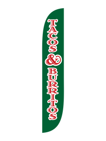 Tacos & Burritos Green Feather Flag