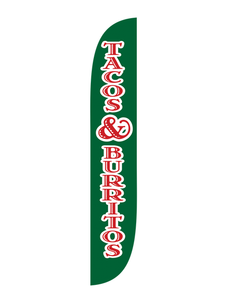 Tacos & Burritos Green Feather Flag