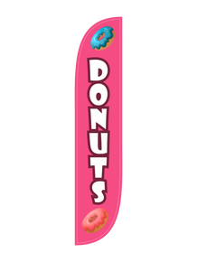 Donuts - Pink Feather Flag