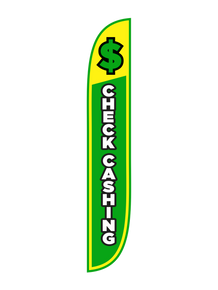 Check Cashing Green & Yellow Feather Flag