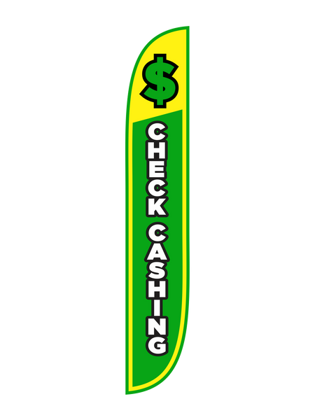 Check Cashing Green & Yellow Feather Flag