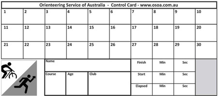 Orienteering control punch card - 30 squares