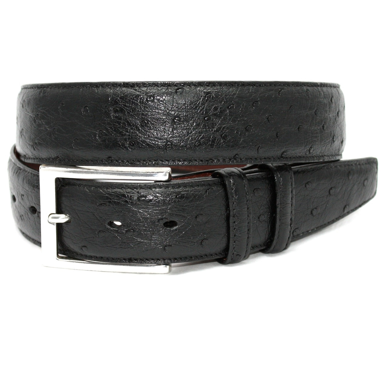 Genuine Ostrich Belt Matte Black - Sterling Kane