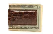 Magnetic Genuine Alligator Money Clip Glazed Brown