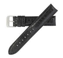 Genuine Alligator Watch Band Matte Black - Round Grain