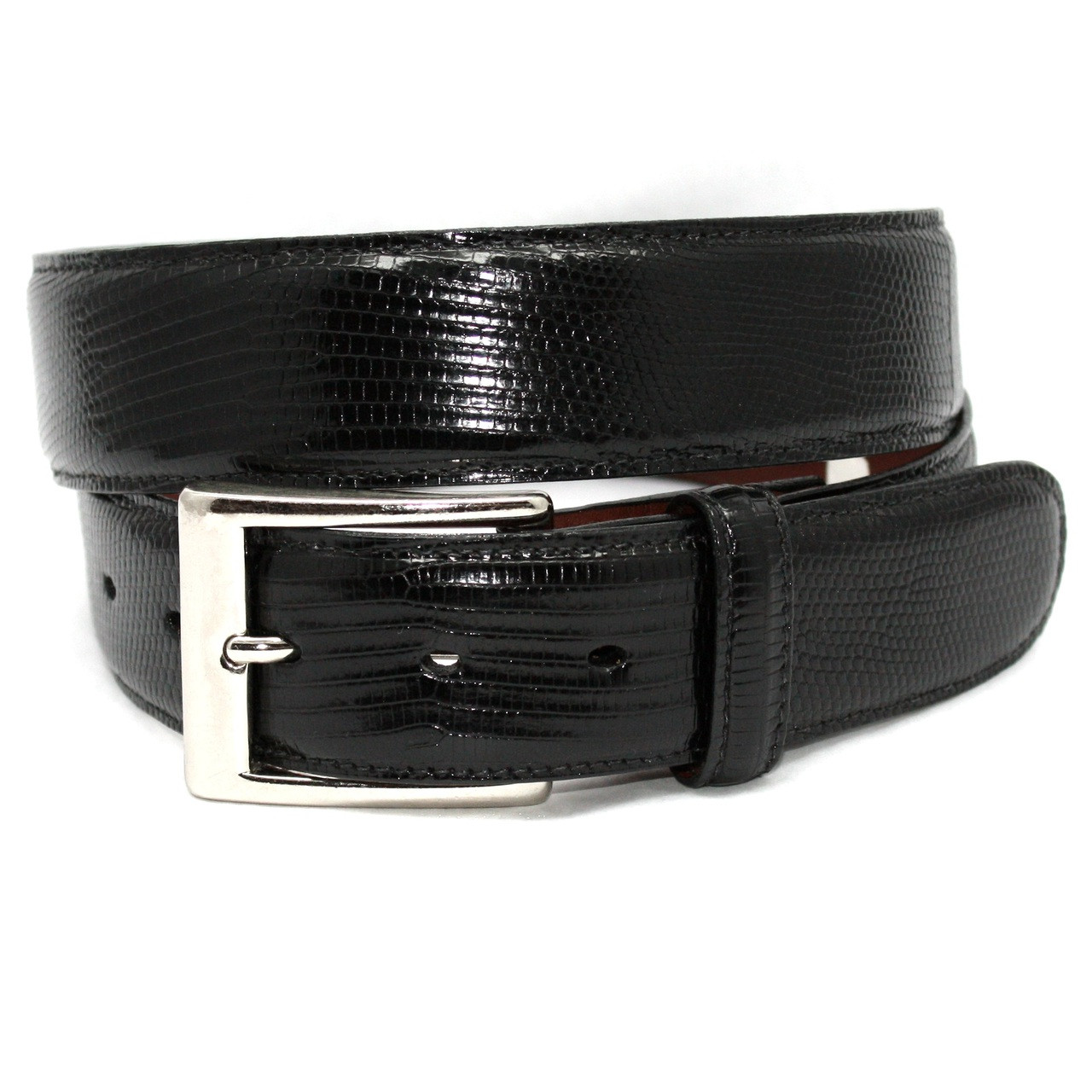 Genuine Lizard Belt Glazed Black - Wide - Sterling Kane