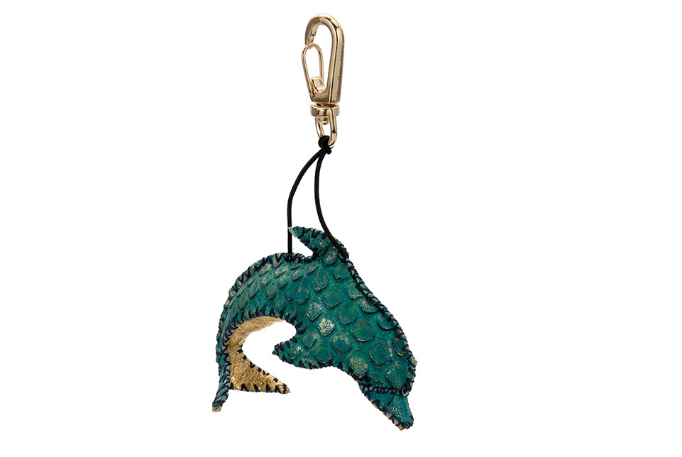 Leather Turquoise Dolphin Keychain