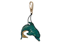 Dolphin Charm Python Skin Turquoise Gold