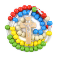 Rosary Children Wood Rope Rosary with Instruction Booklet