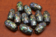 12 Pcs Round Abalone Shell Mosaic Loose Beads 27mm
