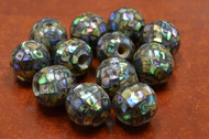 12 Pcs Round Abalone Shell Mosaic Beads 15mm