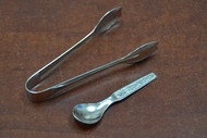 Silver Tone Metal Tong & Spoon Set