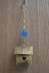 Handmade Bird House Iron Metal Rusty Bell 