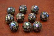 10 Pcs Round Abalone Shell Mosaic Loose Beads 19mm