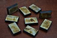 15 Pcs Handmade Stripe Brown Rectangle Wood Beads 30mm