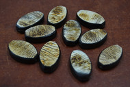 15 Pcs Handmade Stripe Brown Oval Wood Beads 30mm