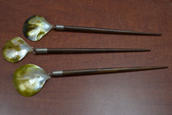 3 Pcs Handmade Golden Mother of Pearl Shell Wood Hairsticks