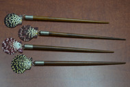 4 Pcs Handmade Pecten Scallop Shell Wood Hairsticks