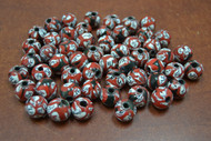 100 Pcs Handmade White Red Round Glass Beading Beads 12mm