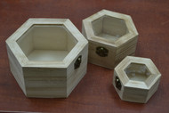 3 Pcs Set Handmade Brown Wood Jewelry Keepsake Storage Wood Boxes