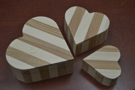 3 Pcs Set Handmade Heart Brown Wood Storage Keepsake Wood Boxes