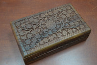 Handmade Flower Brown Storage Keepsake Wood Box