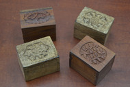 4 Pcs Set Handmade Storage Keepsake Brown Wood Boxes