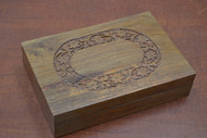 Handmade Brown Carved Flower Storage Keepsake Wood Box