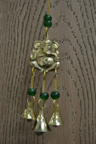 Handmade Hindu Ganesh Statue Brass Metal Windchime 12"
