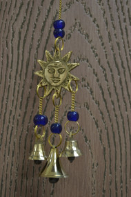 Handmade Moon Rusty Metal Iron Purple Glass Bead Windchime 12"